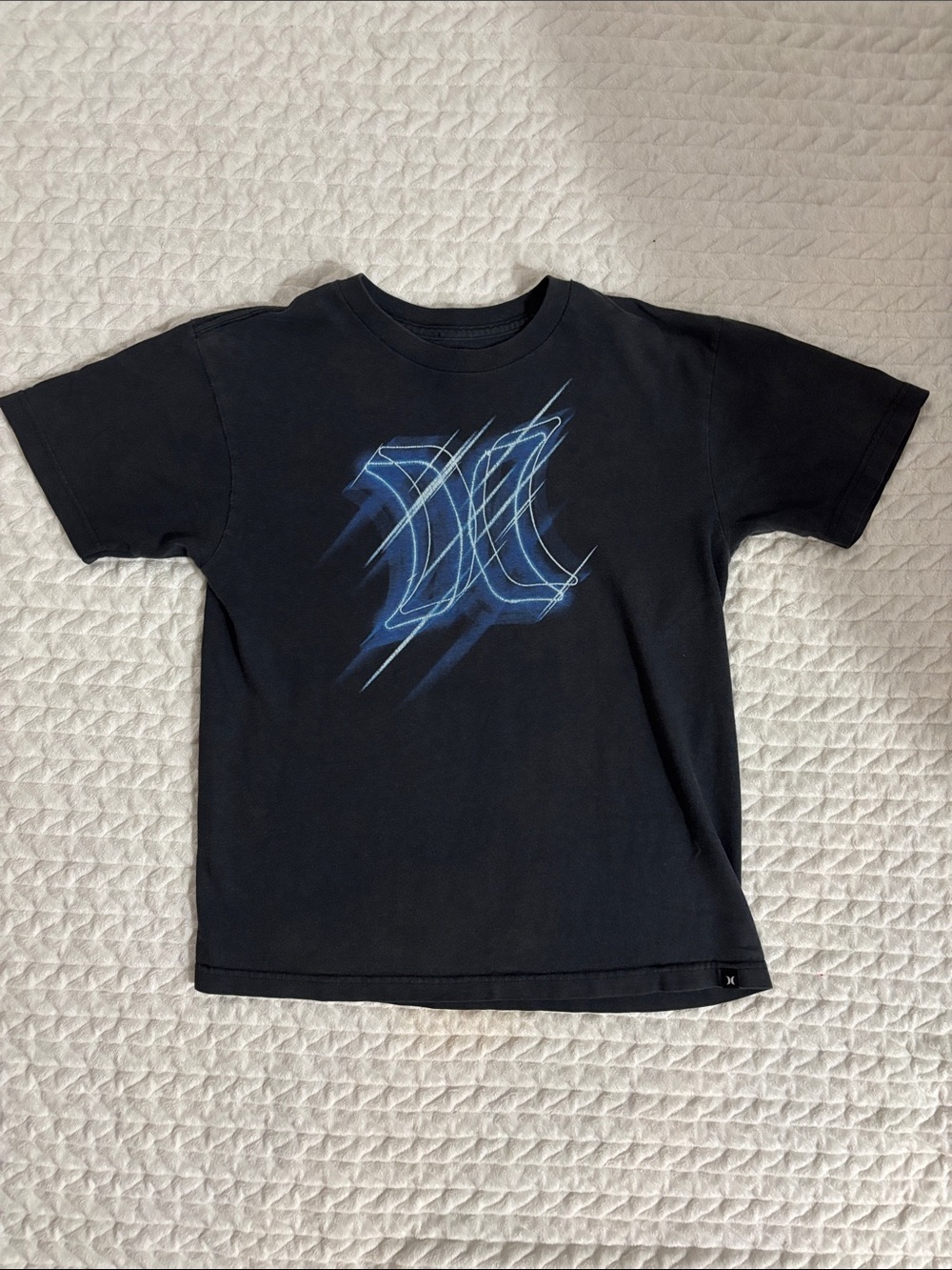 Hurley Boys Black Kids Graphic Tee with Blue Hurley Logo Size Medium